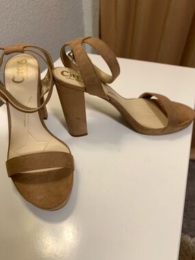 Sam Edelman Tan Suede Block Heel Sandals